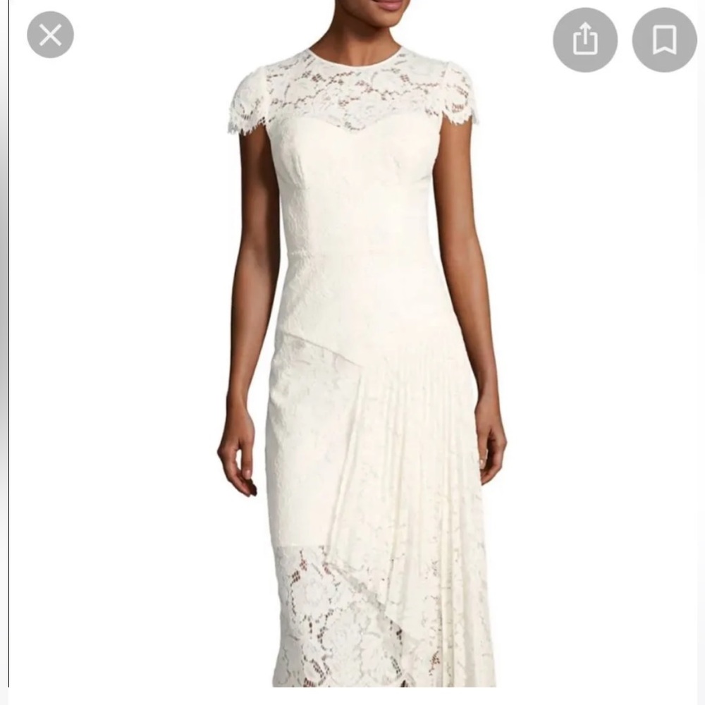 MILLY ‘Margaret’ lace corset asymmetrical midi dress